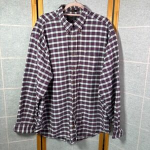 Alexander Julian Colours Shirt XXL Red Navy Plaid Button Down Long Sleeve Cotton